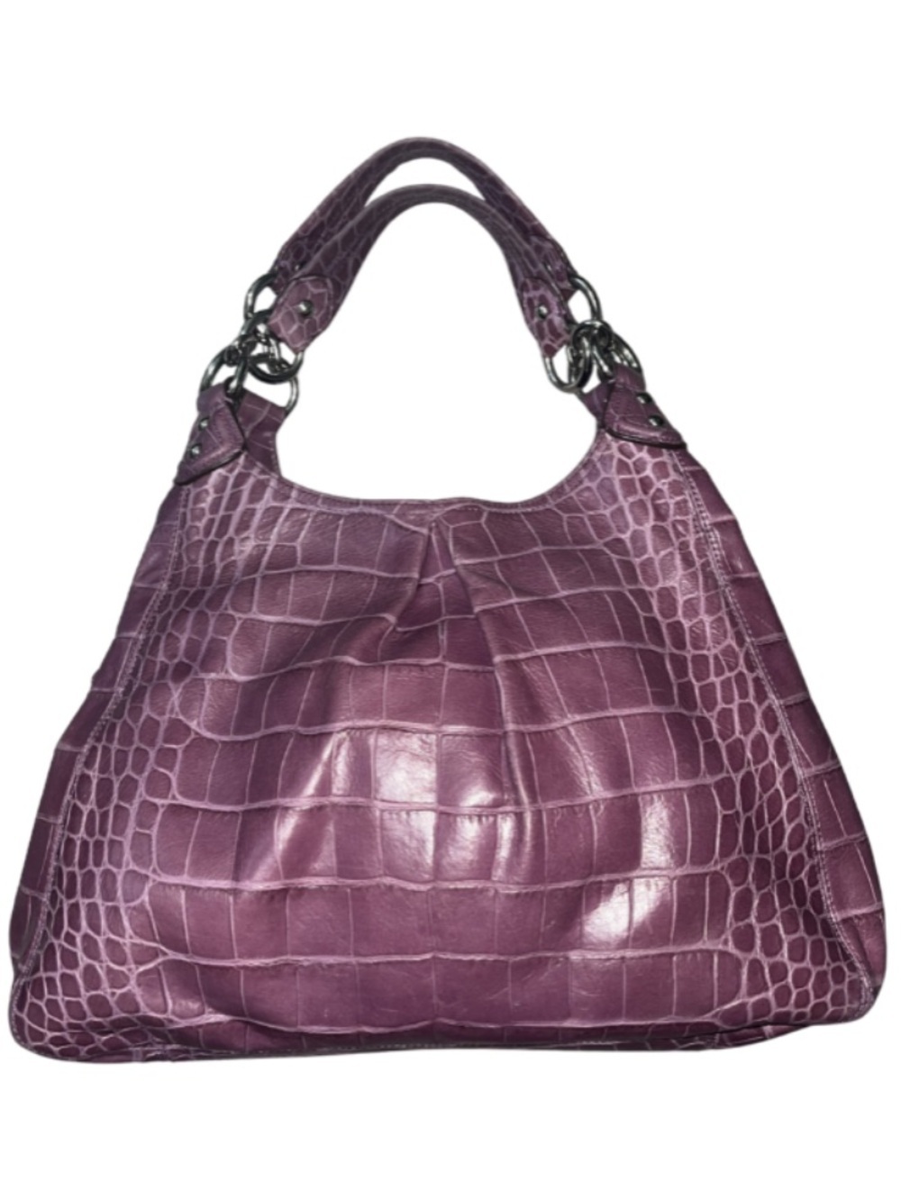 COACH Madison Maggie Exotic
Croc Embossed Leather Shoulder Bag Purple - Picture 14 of 14